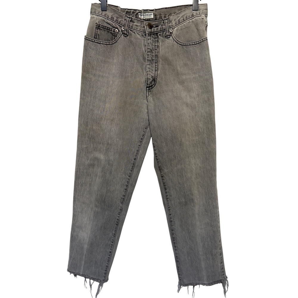 VTG Guess Gray Wash Frayed Hem Straight Leg Jeans Style M 15001 Cut off Size 32